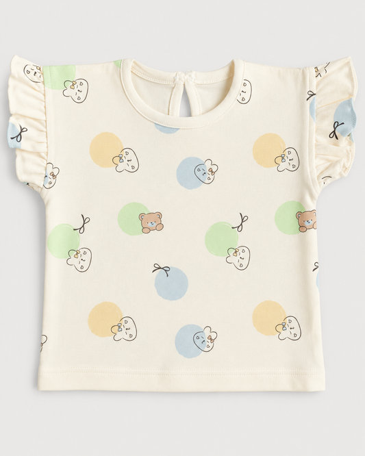 PixyBoo Balloon Print Baby Girls Co-ord Set | Cotton Interlock Top & Shorts | 0-24 Months
