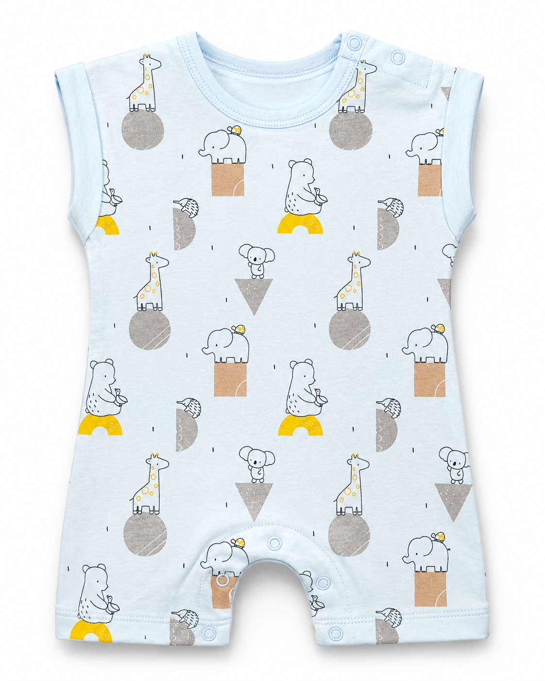 PixyBoo Blue Animal Print Baby Romper | 100% Cotton Interlock | Soft  Onesie | 0-12 Months