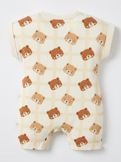 PixyBoo Teddy Bear Print Baby Romper | 100% Cotton Interlock | Soft  Onesie | 0-12 Months