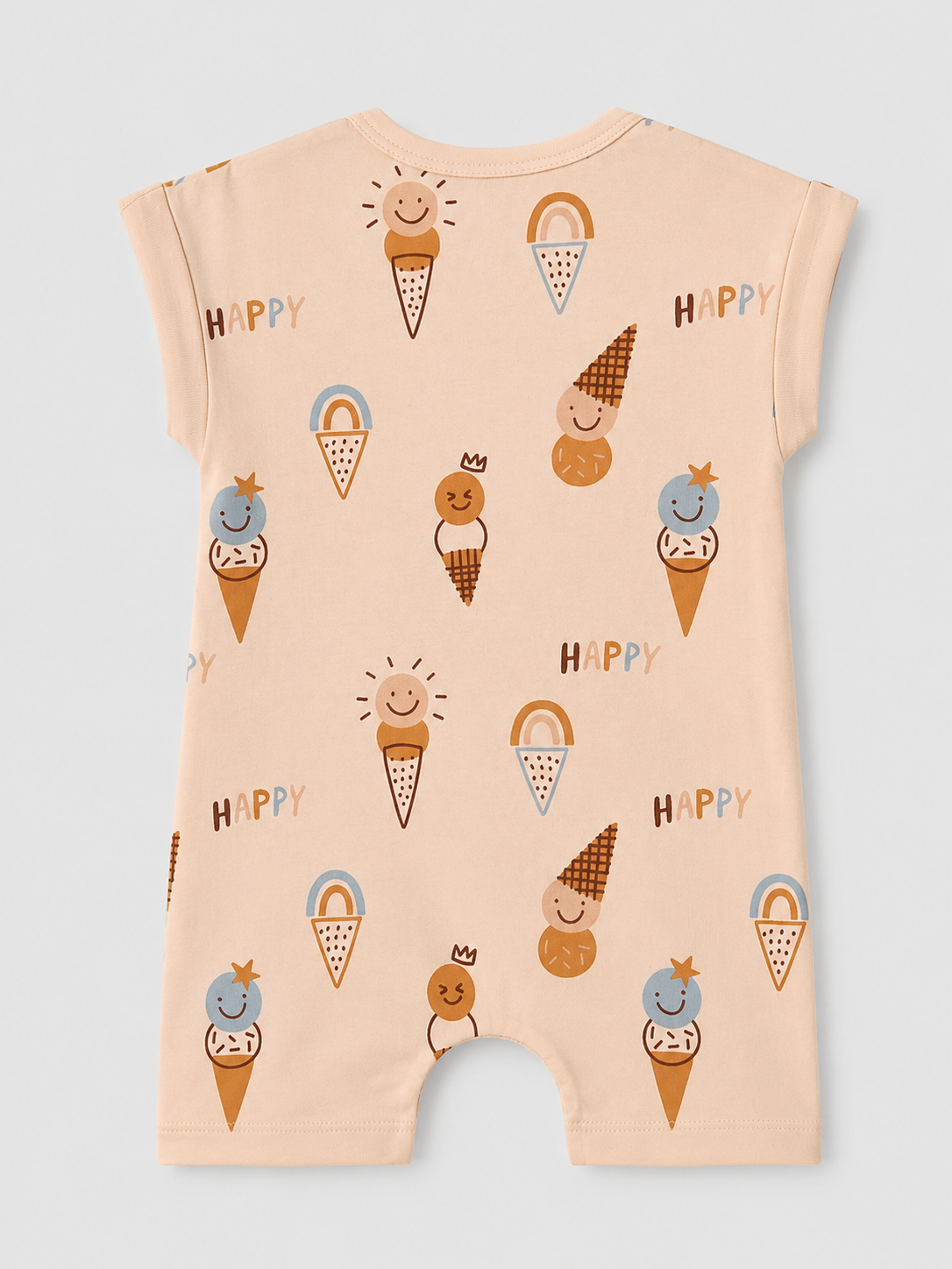 PixyBoo Happy Ice Cream Print Baby Romper | Cotton Interlock  Onesie | 0-12 Months