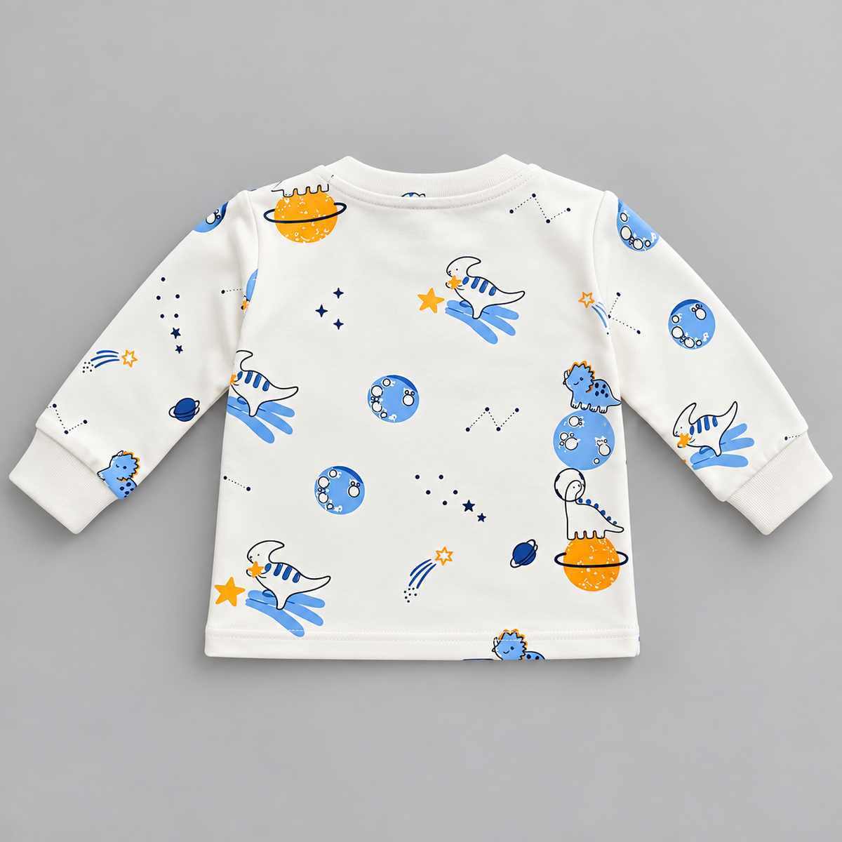 PixyBoo Baby Space Print Full Sleeve Top, Blue Pants & Cap Set – 3 Months to 2 Years