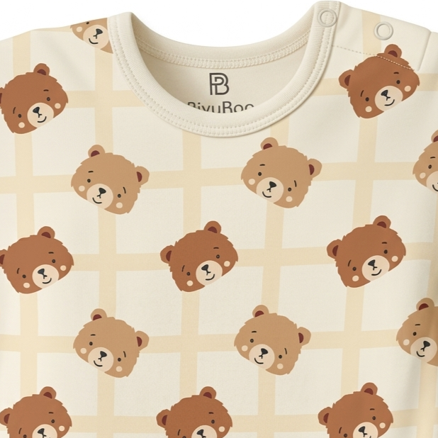 PixyBoo Teddy Bear Print Baby Romper | 100% Cotton Interlock | Soft  Onesie | 0-12 Months