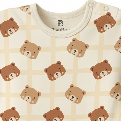 PixyBoo Teddy Bear Print Baby Romper | 100% Cotton Interlock | Soft  Onesie | 0-12 Months