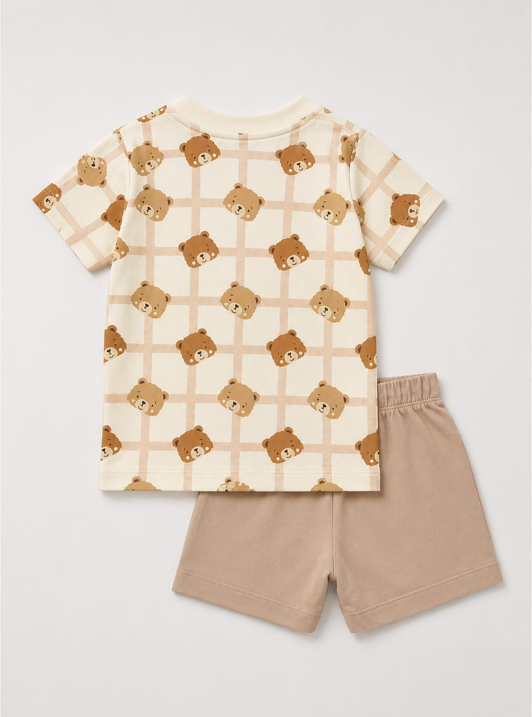 PixyBoo Teddy Bear Print Baby Boys Co-ord Set | Cotton Interlock T-Shirt & Shorts | 0-24 Months