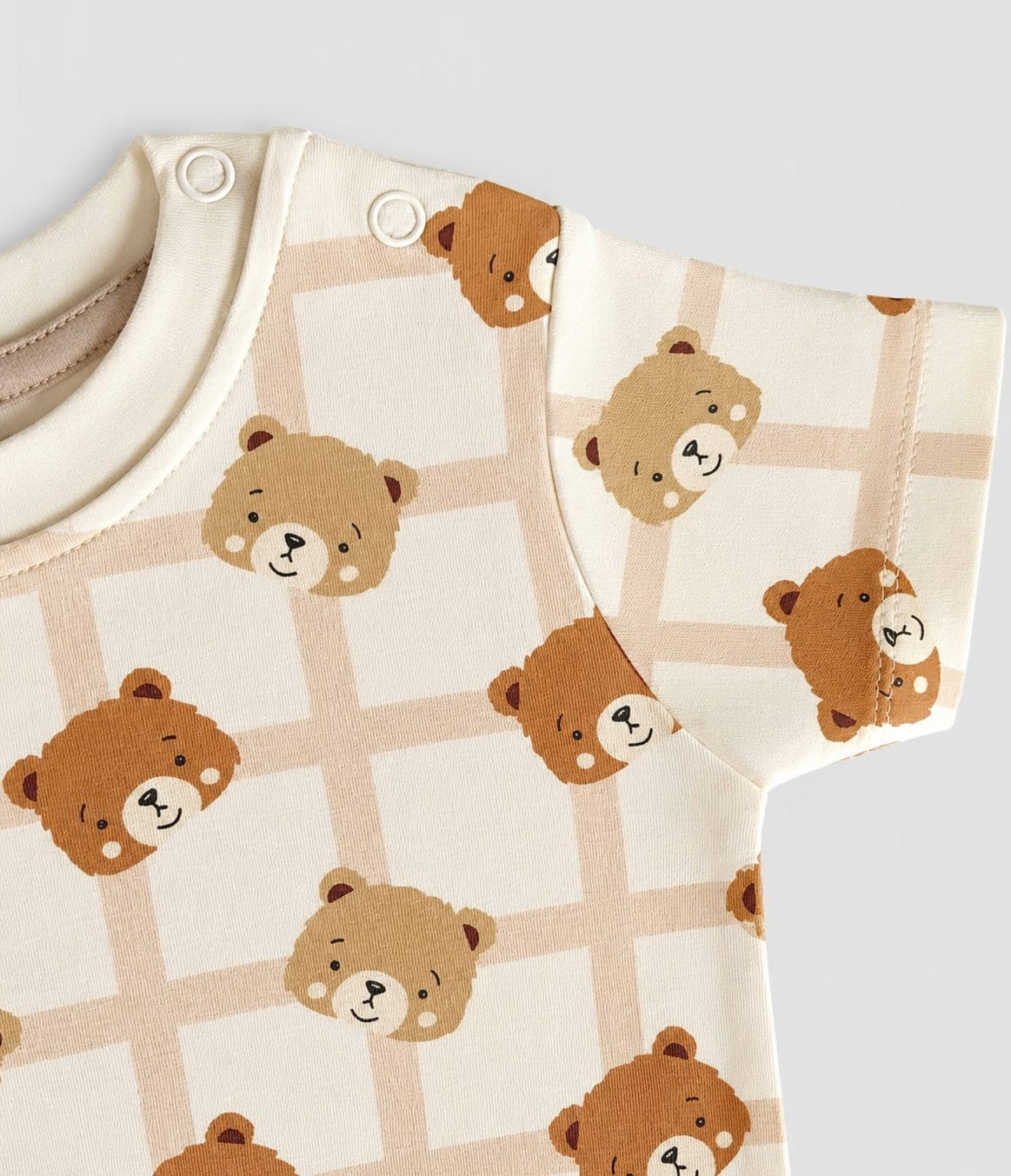 PixyBoo Teddy Bear Print Baby Romper | 100% Cotton Interlock | Soft  Onesie | 0-12 Months