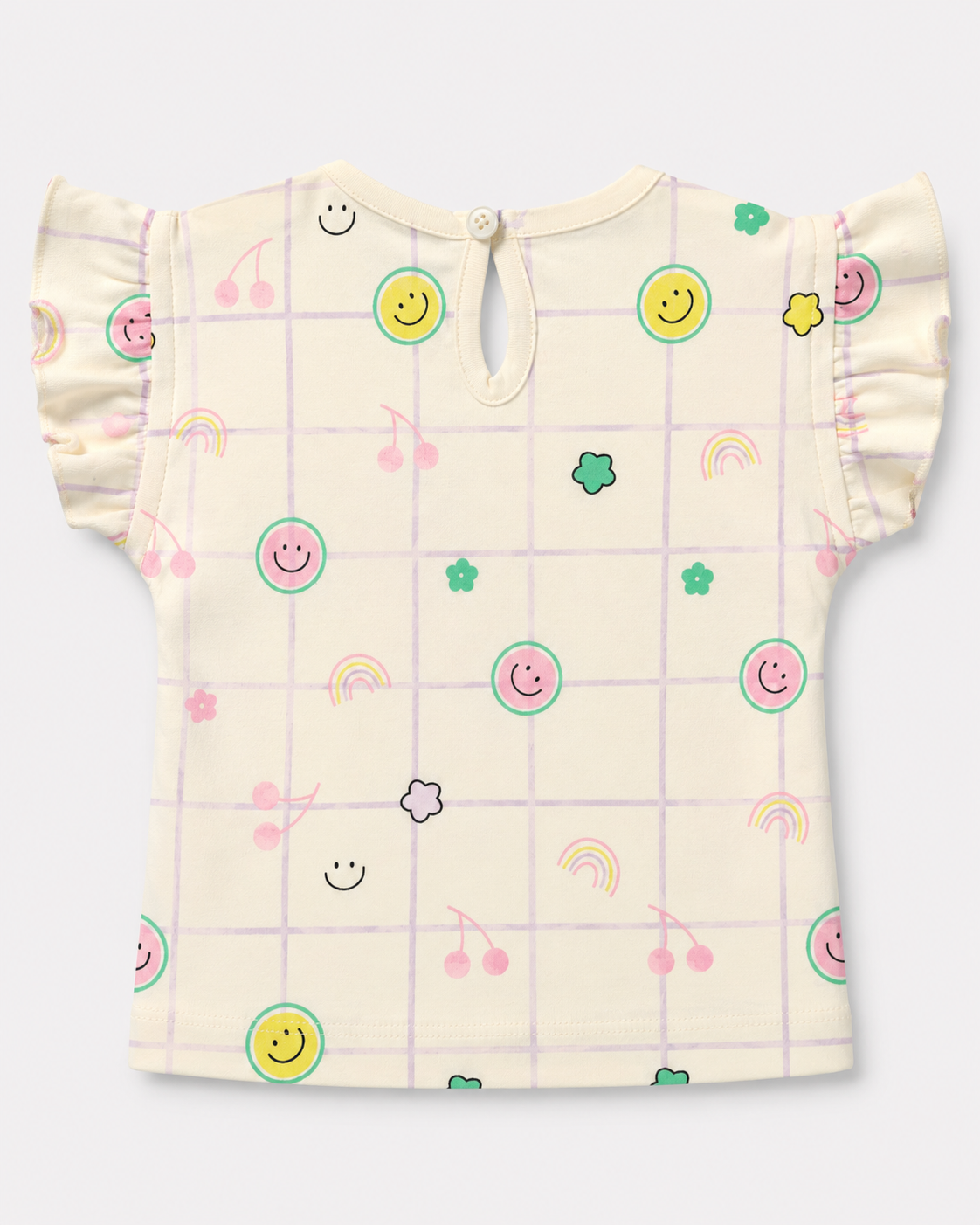 PixyBoo Smiley Grid Baby Girls Co-ord Set | Cotton Interlock Top & Shorts | 0-24 Months