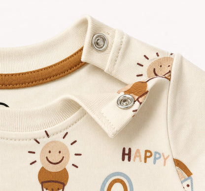 PixyBoo Happy Ice Cream Print Baby Boys Co-ord Set | 100% Cotton Interlock T-Shirt & Shorts | 0-24 Months