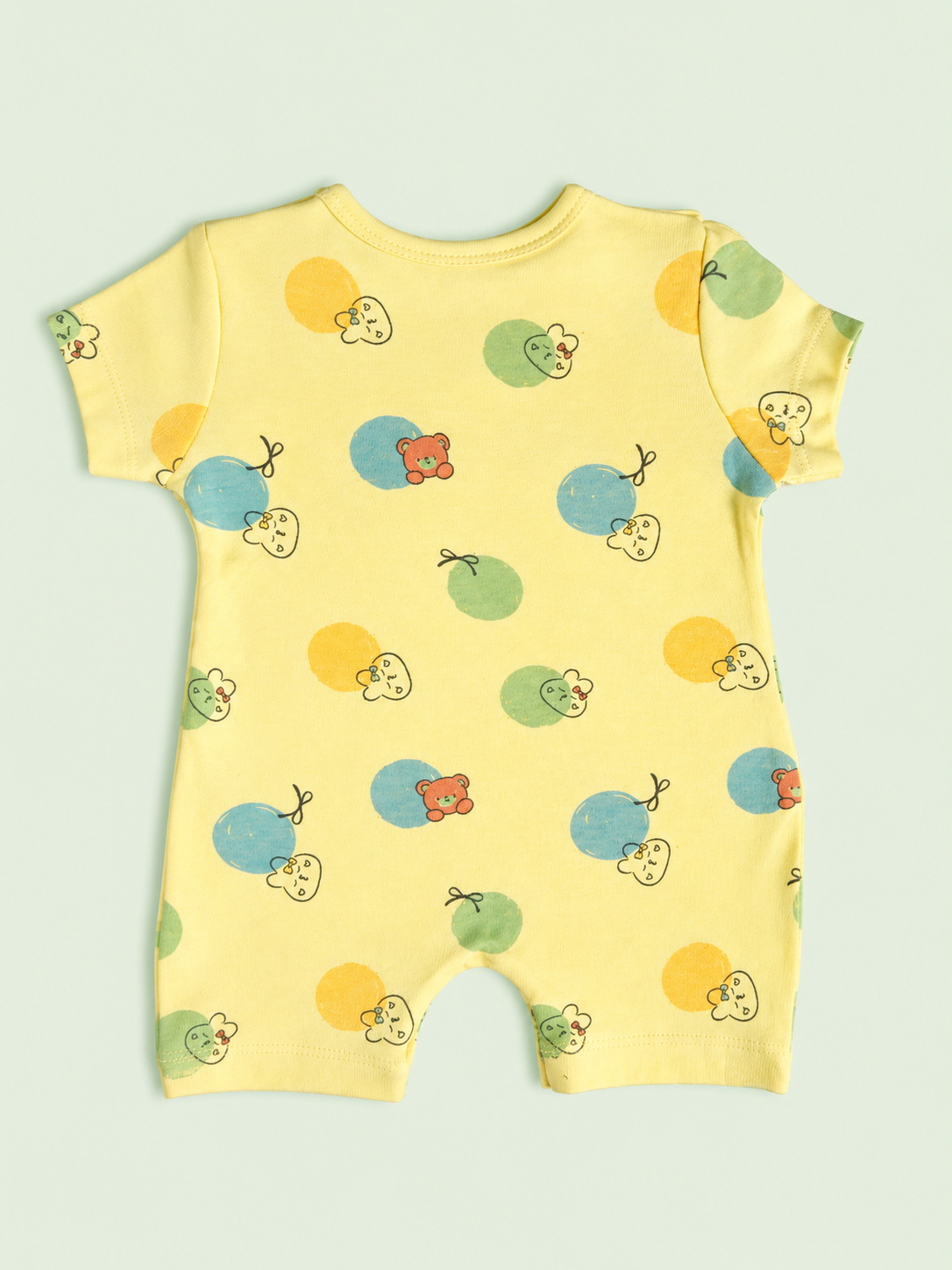 PixyBoo Balloon Print Baby Romper | 100% Cotton Interlock | Half Sleeve Onesie | 0-12 Months