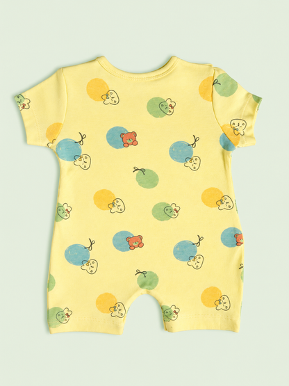 PixyBoo Balloon Print Baby Romper | 100% Cotton Interlock | Half Sleeve Onesie | 0-12 Months