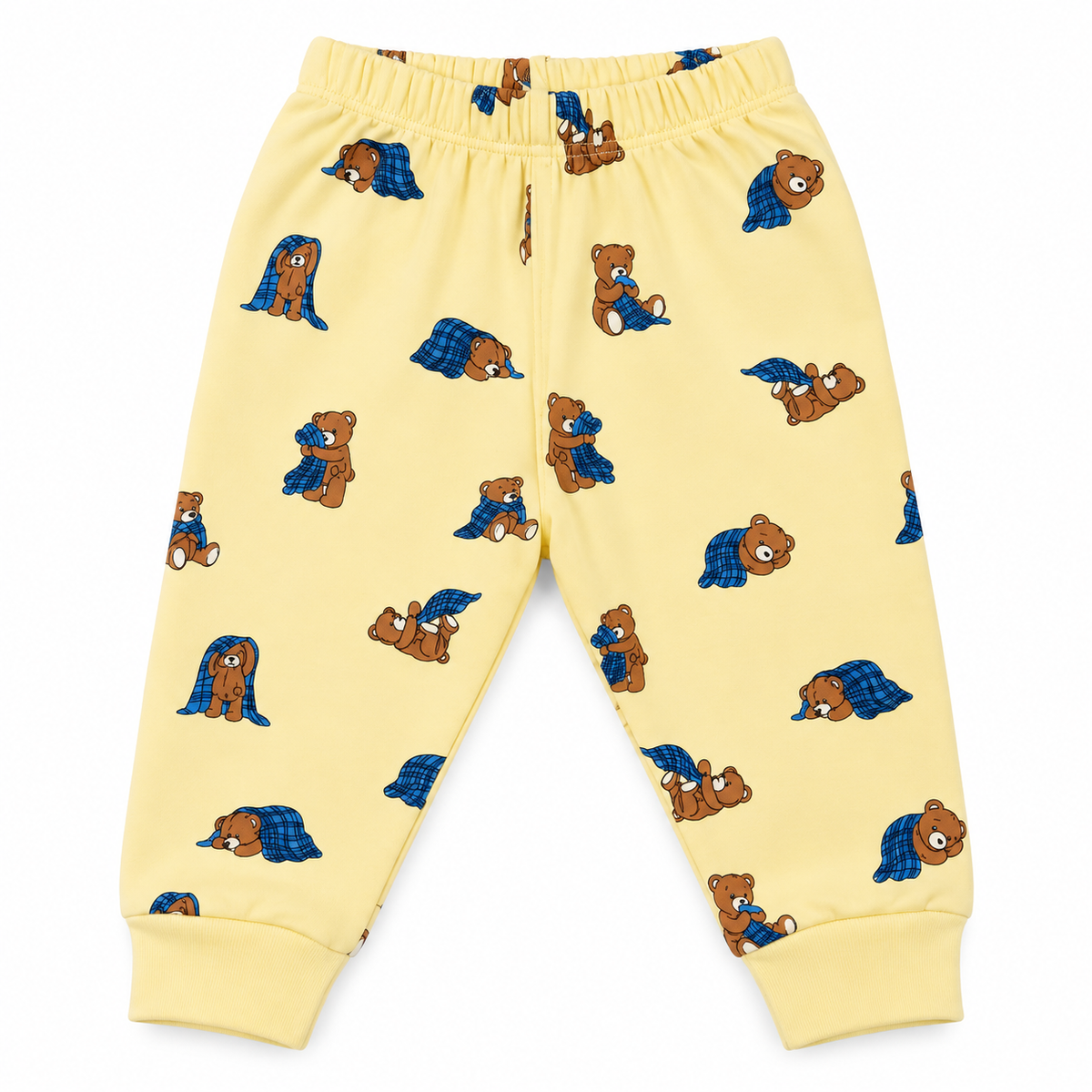 PixyBoo Baby Yellow Teddy Bear Print Full Sleeve Top, Pants & Cap Set – 3 Months to 2 Years