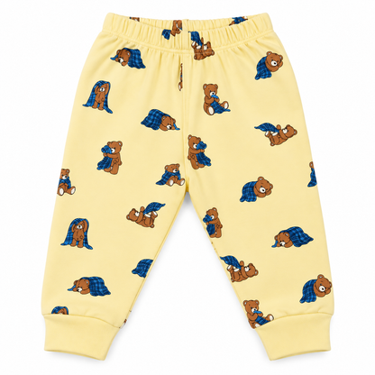 PixyBoo Baby Yellow Teddy Bear Print Full Sleeve Top, Pants & Cap Set – 3 Months to 2 Years