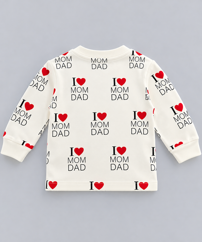PixyBoo Baby I Love Mom Dad Heart Print Top, Pants & Cap Set – 3 Months to 2 Years